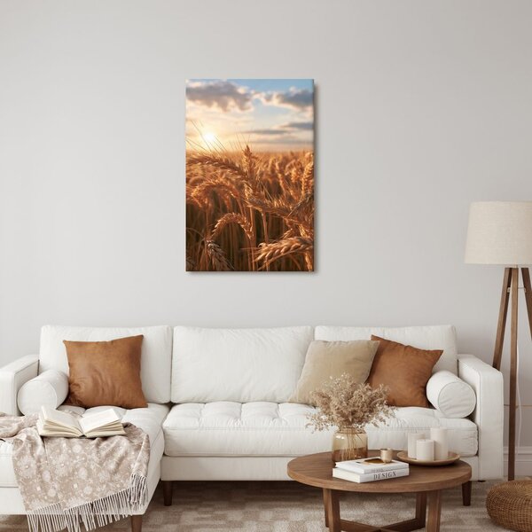 Quadro su tela – Spighe di grano nella luce serale