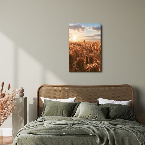 Quadro su tela – Spighe di grano nella luce serale