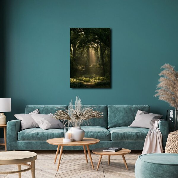 Quadro su tela – Luce misteriosa del mattino nel bosco