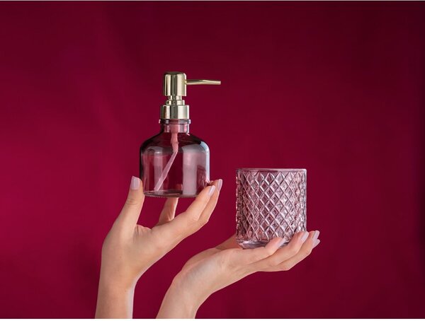 Dispenser per sapone rosa scuro in vetro 200 ml Atessa – Wenko