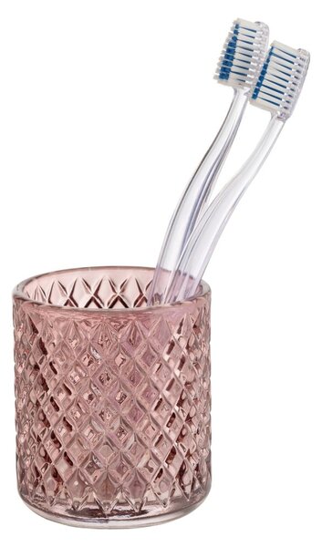 Portaspazzolino rosa scuro in vetro Atessa – Wenko