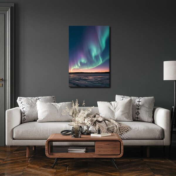 Quadro su tela – Paesaggio invernale sotto l’aurora