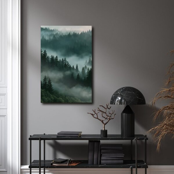 Quadro su tela – Bosco silenzioso nella nebbia mattutina