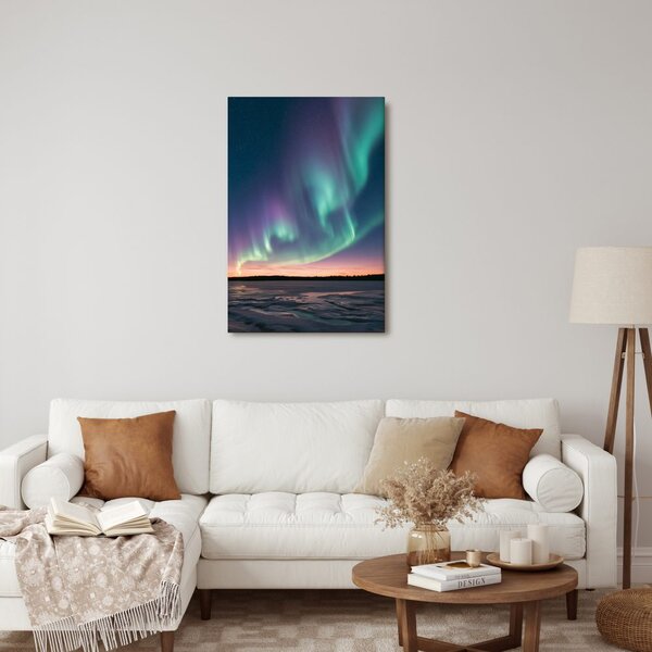 Quadro su tela – Paesaggio invernale sotto l’aurora
