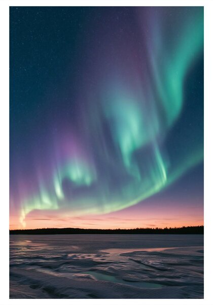 Quadro su tela – Paesaggio invernale sotto l’aurora