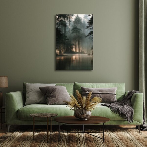 Quadro su tela – Silenziosa pineta nella foschia