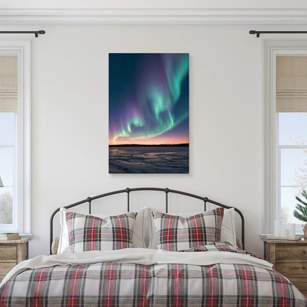 Quadro su tela – Paesaggio invernale sotto l’aurora