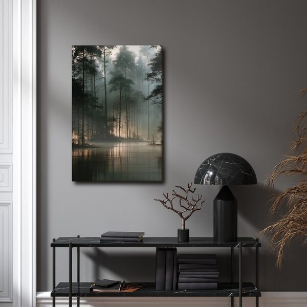 Quadro su tela – Silenziosa pineta nella foschia