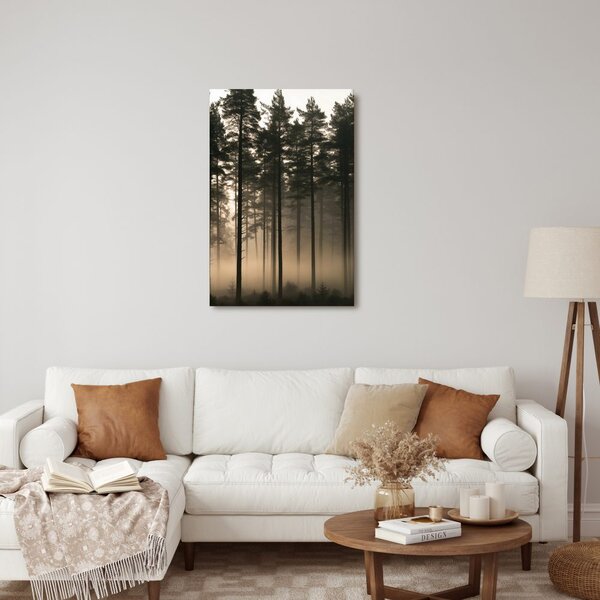 Quadro su tela – Bosco silenzioso nella nebbia mattutina