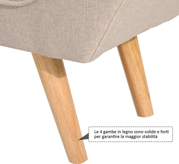 Panchina Divanetto Chesterfield in Lino Crema 117x46x55 cm