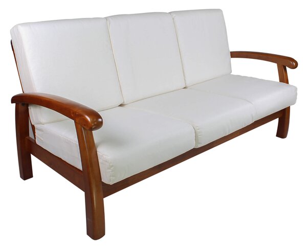 Divano Divanetto 3 Posti in Legno 175x85x83cm Vandi Panna