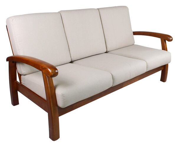 Divano Divanetto 3 Posti in Legno 175x85x83cm Vandi Ecru