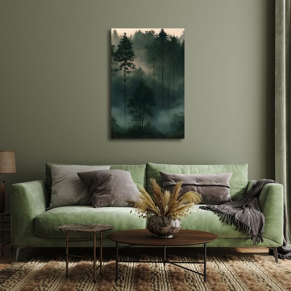 Quadro su tela – Foresta silenziosa nella foschia
