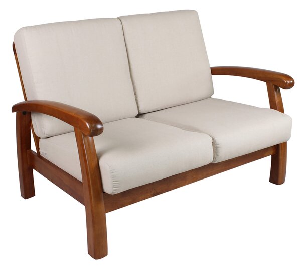 Divano Divanetto 2 Posti in Legno 120x85x83cm Vandi Ecru