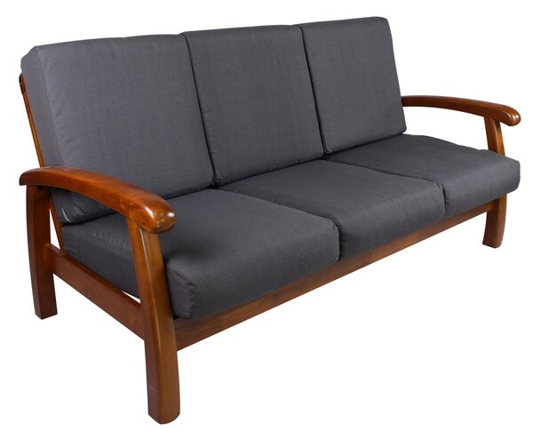 Divano Divanetto 3 Posti in Legno 175x85x83cm Vandi Grigio