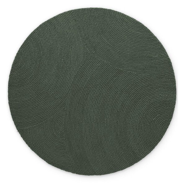 Tappeto rotondo verde scuro in lana tessuto a mano ø 150 cm Calmio – Hanse Home