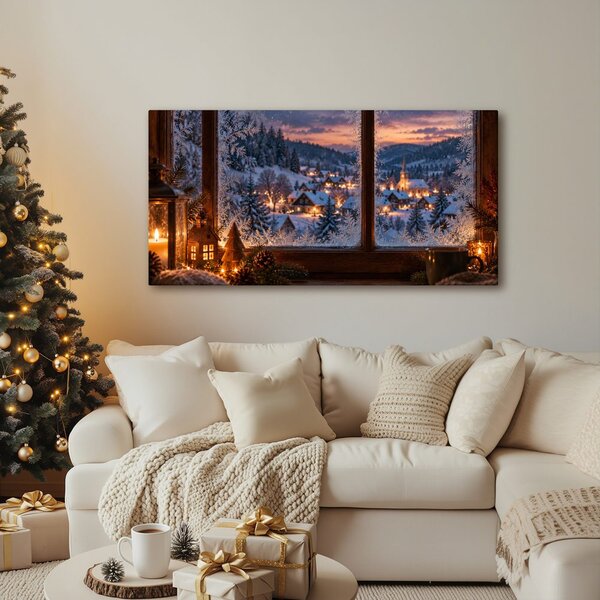 Quadro su tela – Magia della sera invernale alla finestra