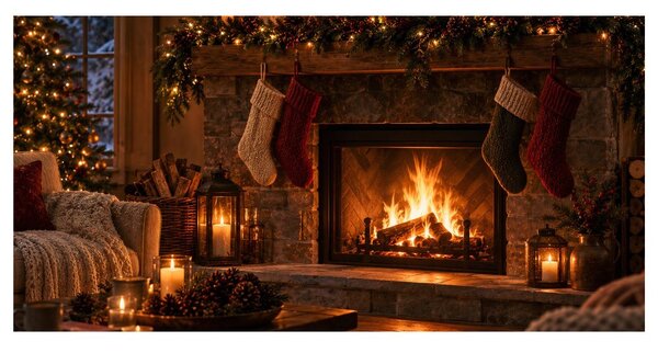 Quadro su tela – Interno festivo con calze