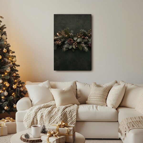 Quadro su tela – Rami festivi con bacche dorate