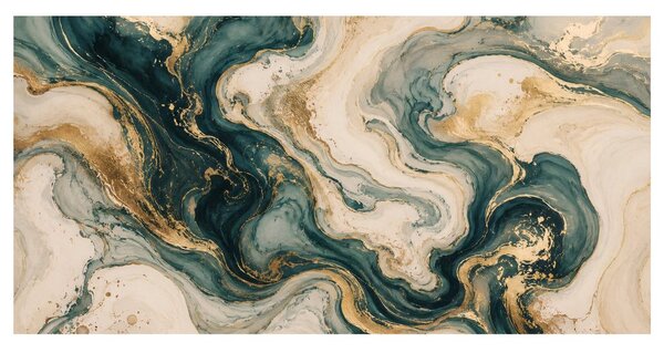 Quadro su tela – Astratto color crema con flusso turchese