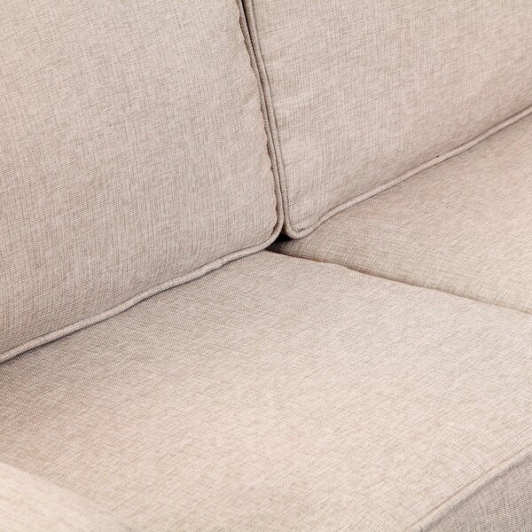 Divano a 2 Posti Moderno in Tessuto di Lino con Cuscini Rimovibili Crema 163x84x92 cm
