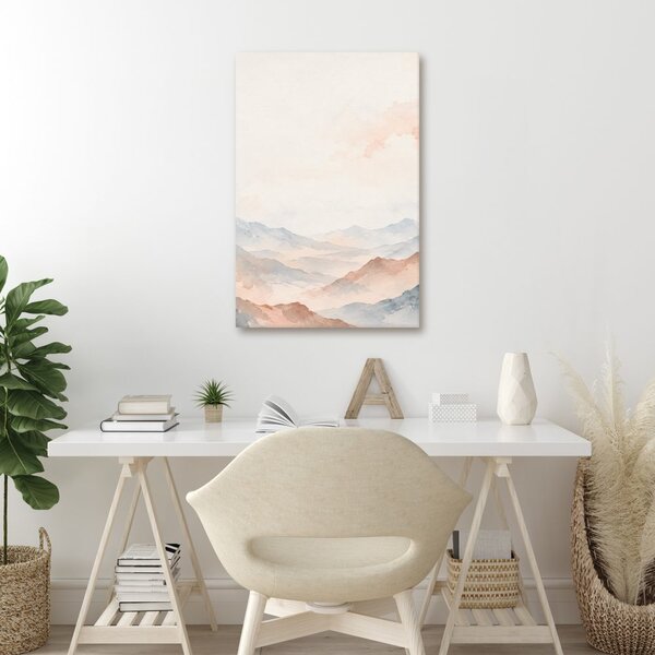 Quadro su tela – Vette pastello nella foschia