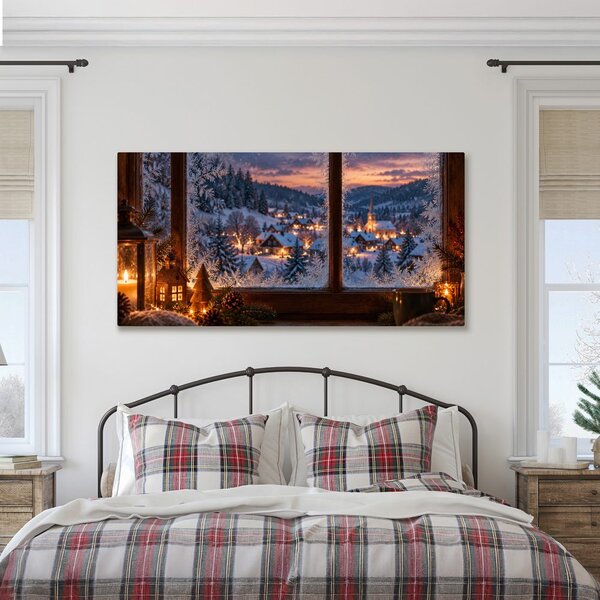 Quadro su tela – Magia della sera invernale alla finestra