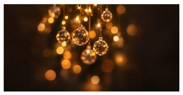 Quadro su tela – Sfere scintillanti nel bokeh caldo