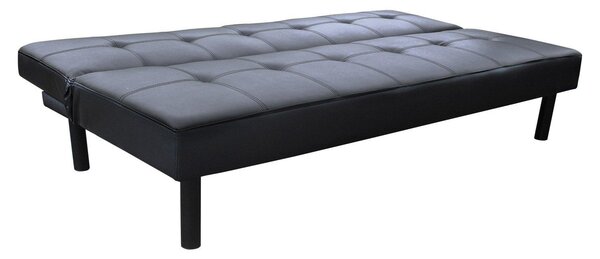 Divano Letto 3 Posti Reclinabile in Similpelle Nero 178x75x72 cm