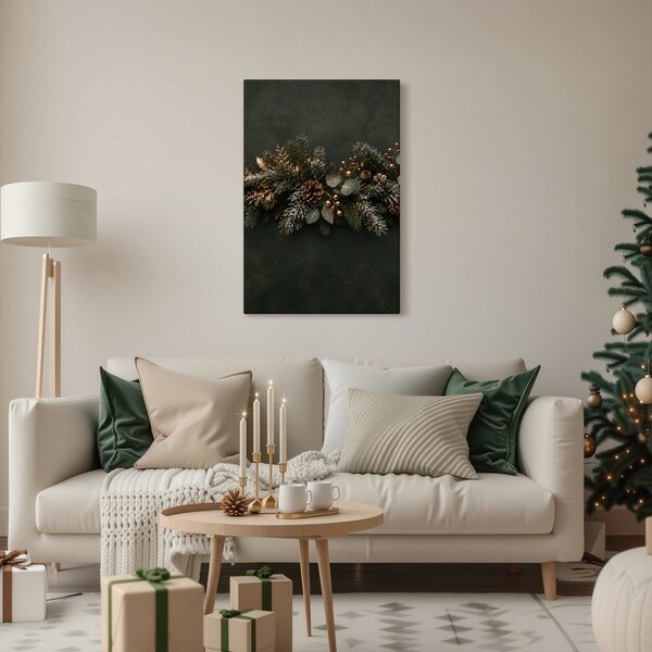 Quadro su tela – Rami festivi con bacche dorate