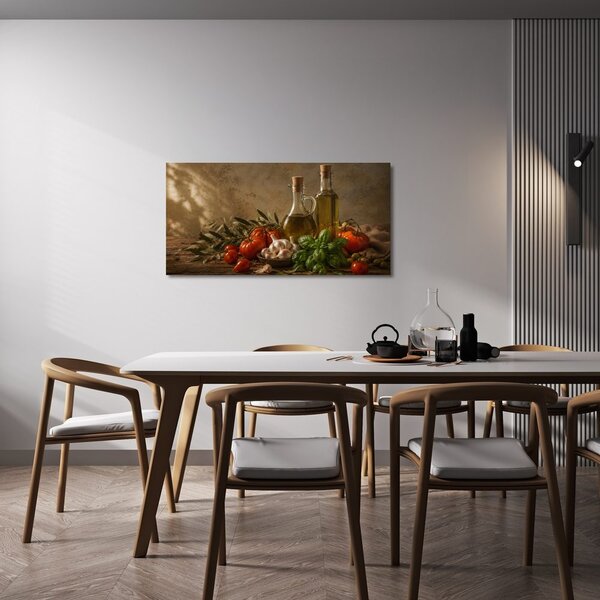 Quadro su tela – Composizione rustica di pomodori e basilico