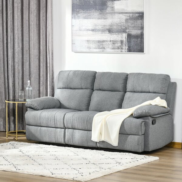 Divano 3 Posti con Schienale e Poggiapiedi Laterali Reclinabili Grigio Antracite 185x95x97 cm