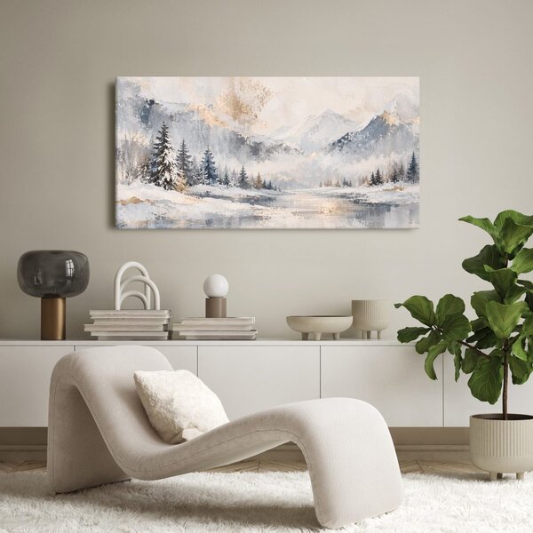 Quadro su tela – Cime innevate sopra acque tranquille