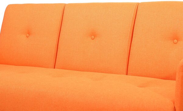 Divano Letto 3 Posti con Tavolino in Lino Arancione 190x85x79 cm
