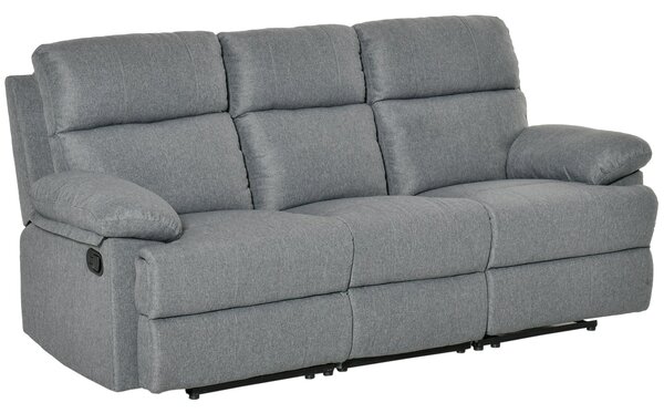 Divano 3 Posti con Schienale e Poggiapiedi Laterali Reclinabili Grigio Antracite 185x95x97 cm