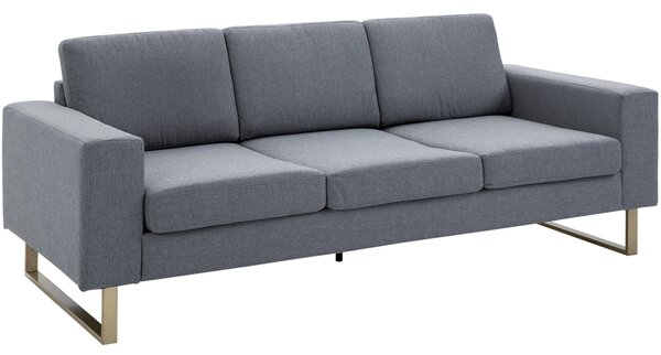 Divano 3 Posti con Cuscini in Tessuto di Lino Grigio scuro 200x82x78 cm