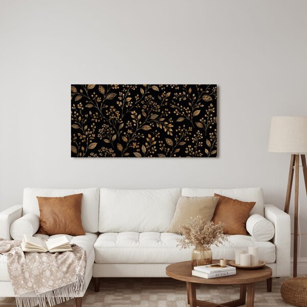 Quadro su tela – Motivo botanico su fondo scuro