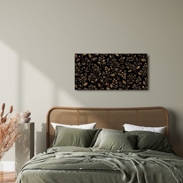 Quadro su tela – Motivo botanico su fondo scuro