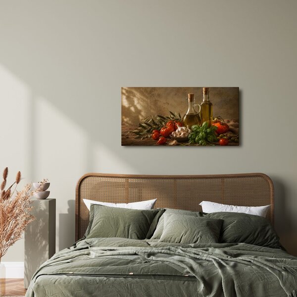 Quadro su tela – Composizione rustica di pomodori e basilico