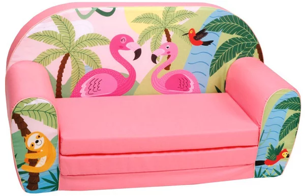 Divano Sofa per Bambini 76x36x40cm Tessuto Sfoderabile con Fenicotteri Miller Rosa