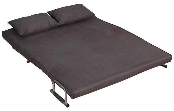Divano Letto 2 Posti 153x69x82 cm in Tessuto con Cuscini Grigio