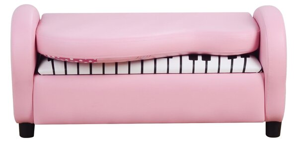 Divano Sofa per Bambini 2 Posti Fantasia Musicale 75x38x50 cm Rosa