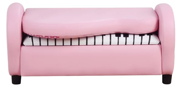 Divano Sofa per Bambini 2 Posti Fantasia Musicale 75x38x50 cm Rosa