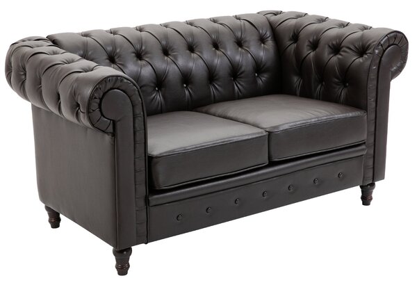Divano 2 Posti 160x84x80 cm in Similpelle Marrone Scuro