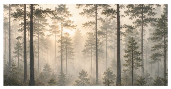 Quadro su tela – Foresta con raggi di sole