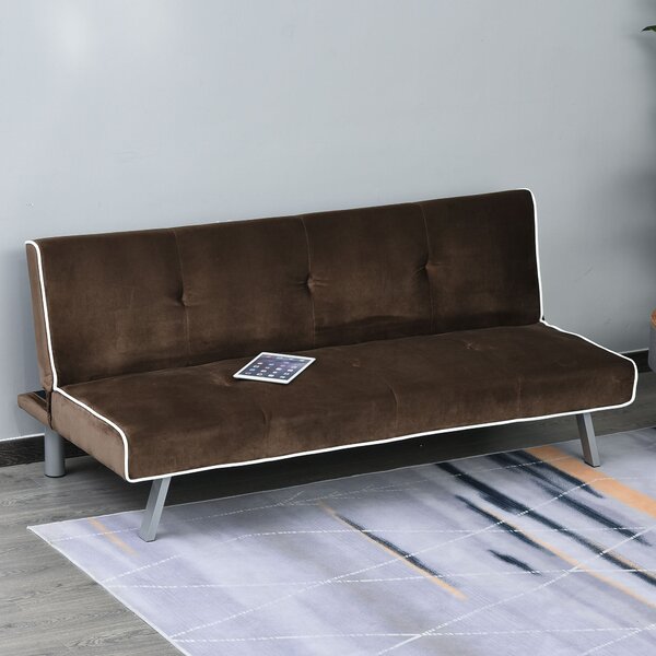 Divano Letto 2 Posti in Tessuto 170x76x72,5 cm Marrone