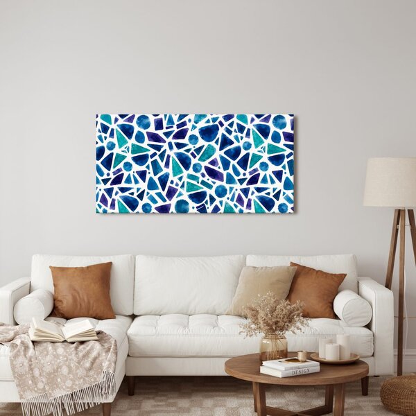 Quadro su tela – Composizione blu-viola di frammenti ad acquerello