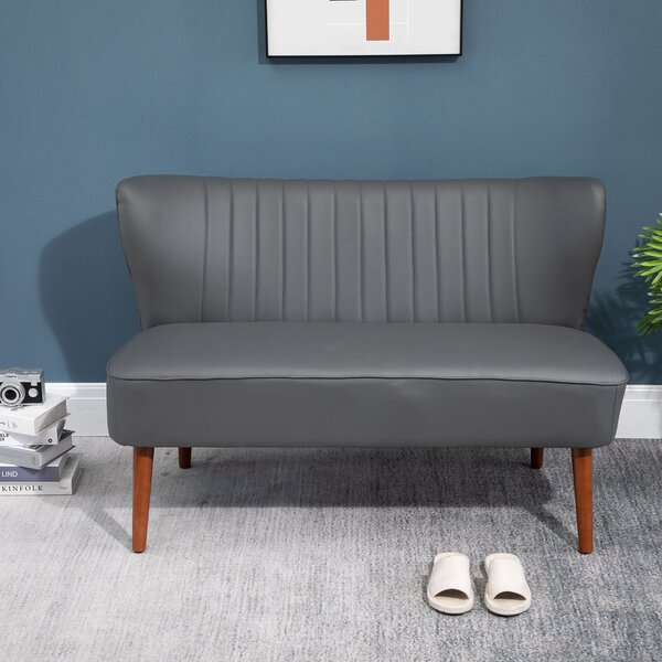 Divano 2 Posti in Similpelle 108,5x61x79 cm Grigio