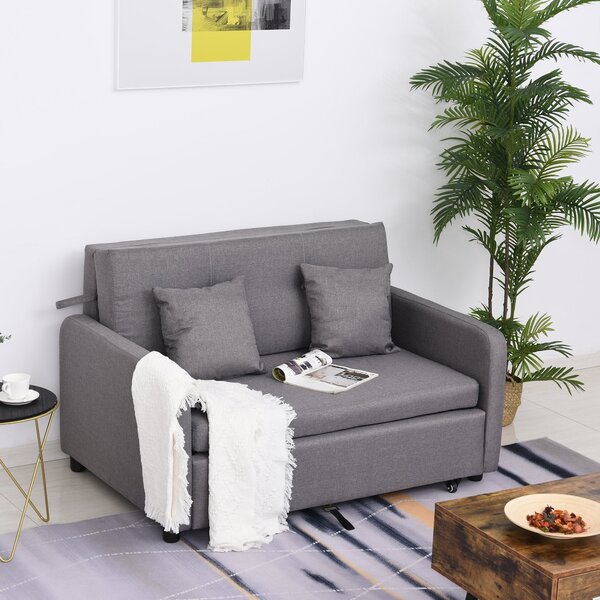 Divano Letto 2 Posti 136x92x84 cm in Lino Grigio