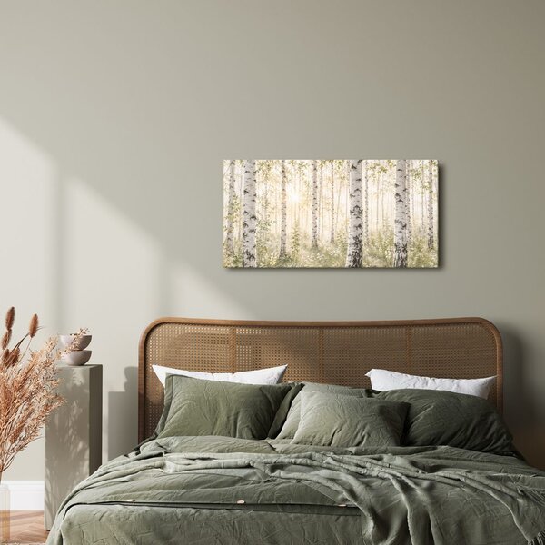 Quadro su tela – Luce del mattino tra le betulle